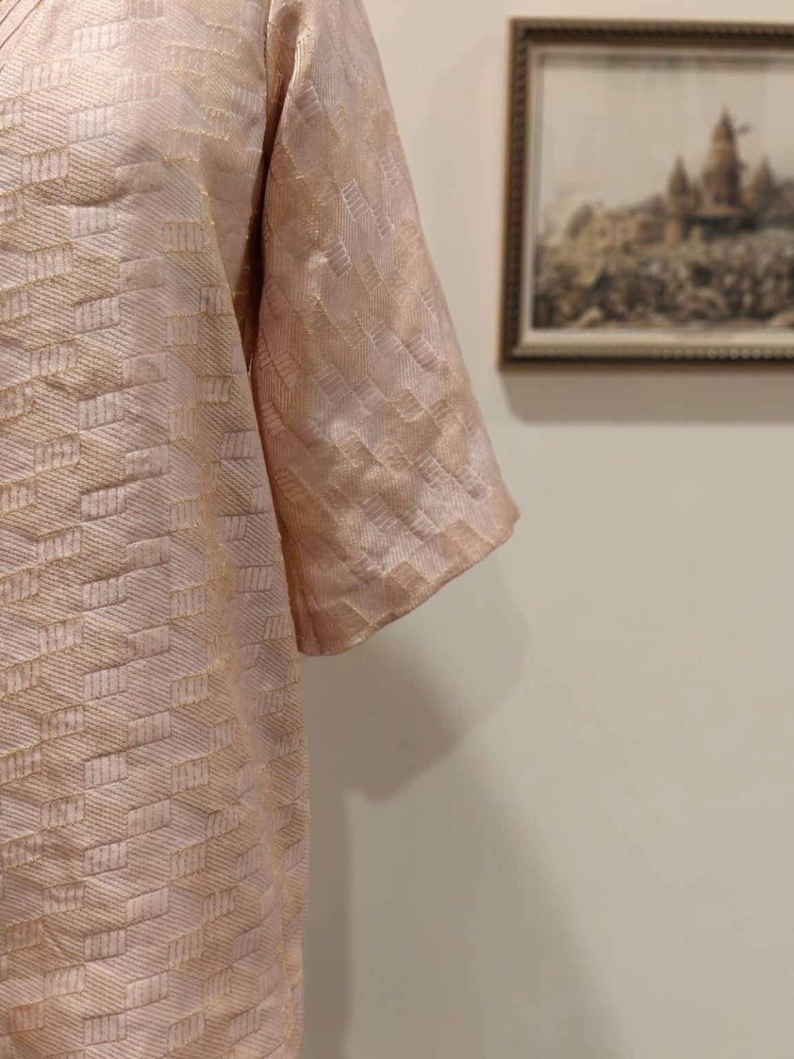 BLUSH BROCADE DRESS