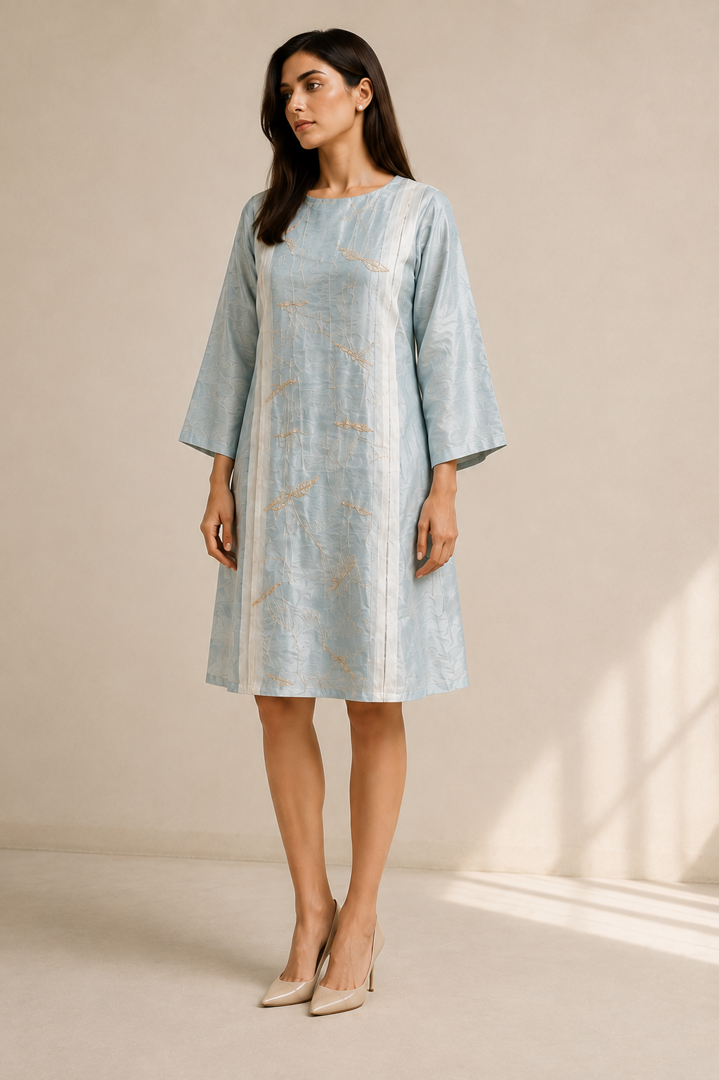 Powder Blue Embroidered Dress