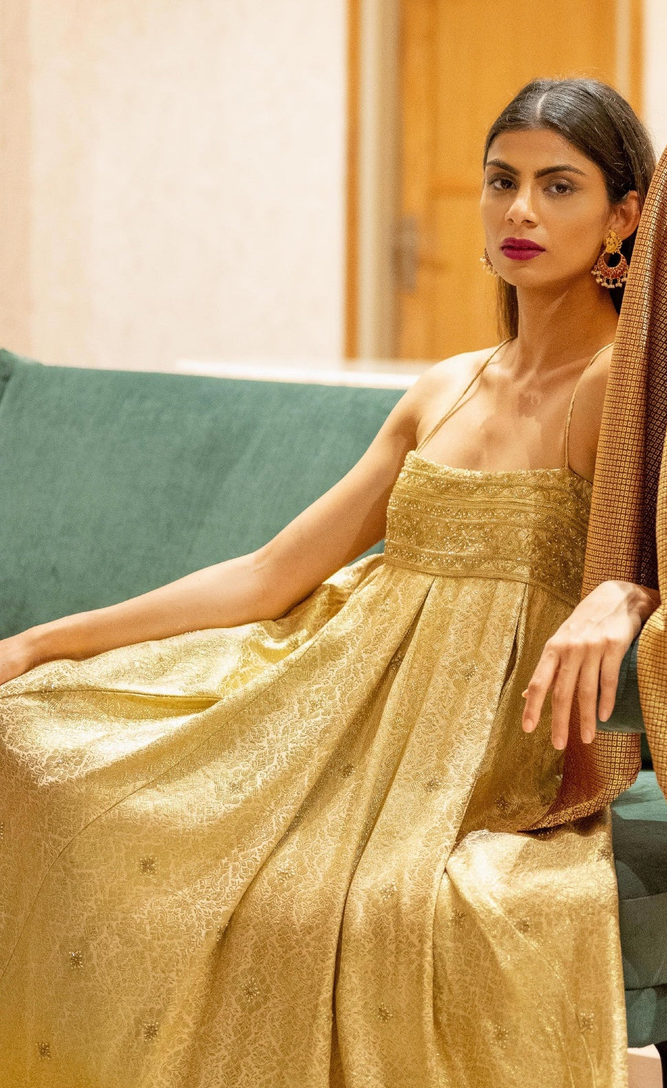 GOLD BROCADE DRESS
