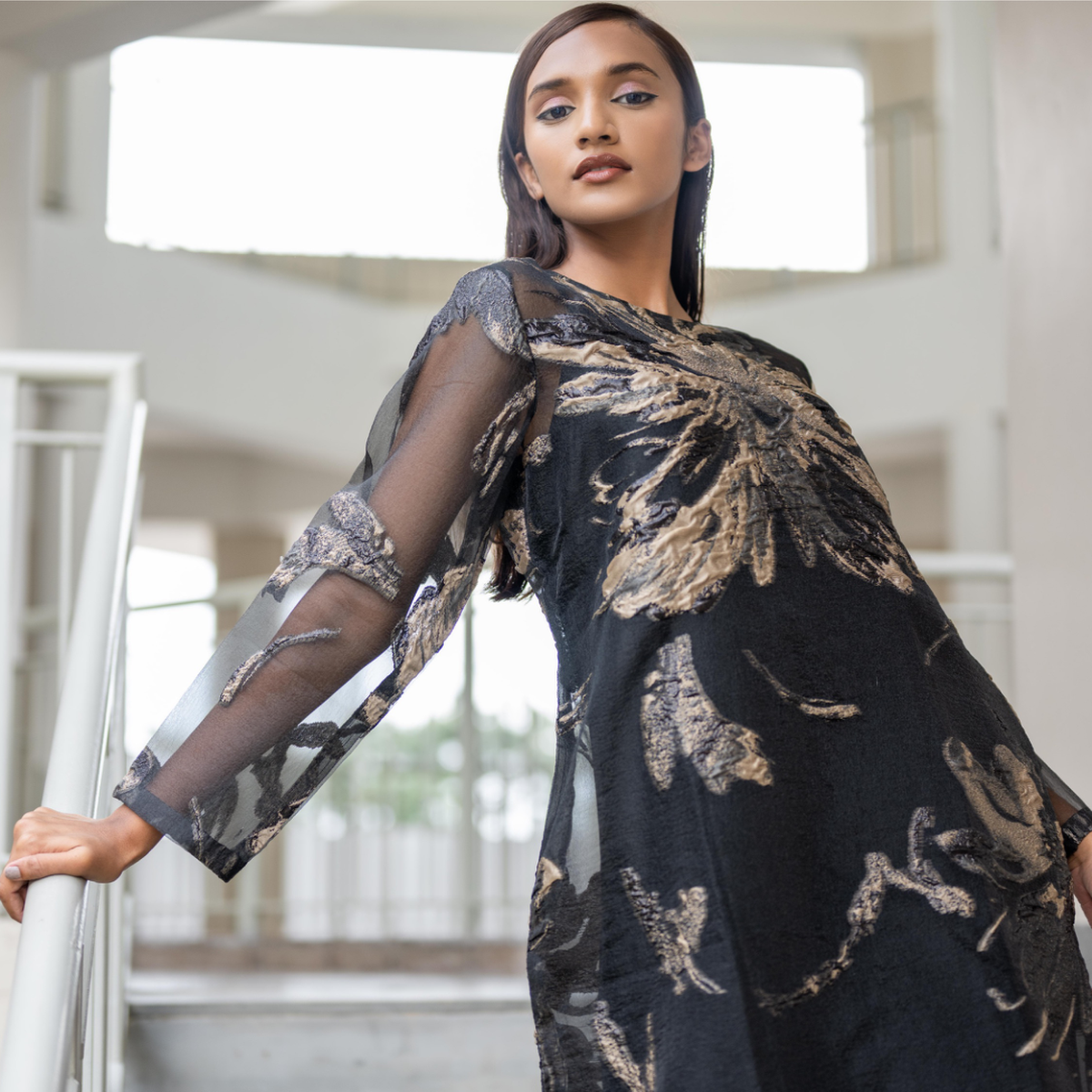 GOLD TRIBE - BLACK & GILT DRESS (need length of dress)