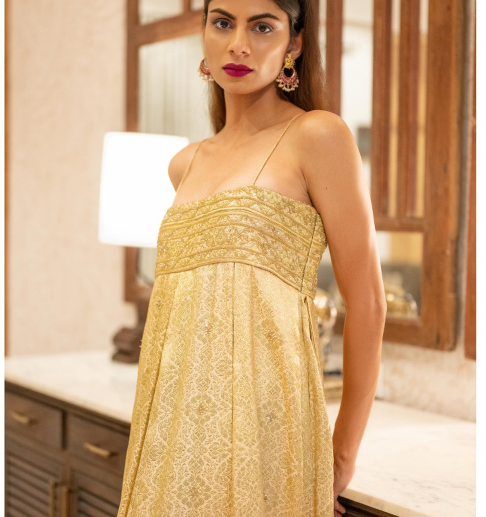 GOLD BROCADE DRESS