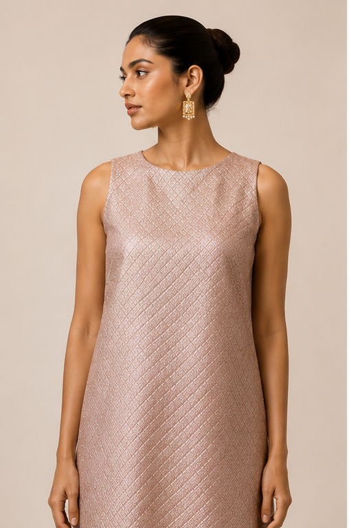 DUSTY PINK BROCADE- DRESS